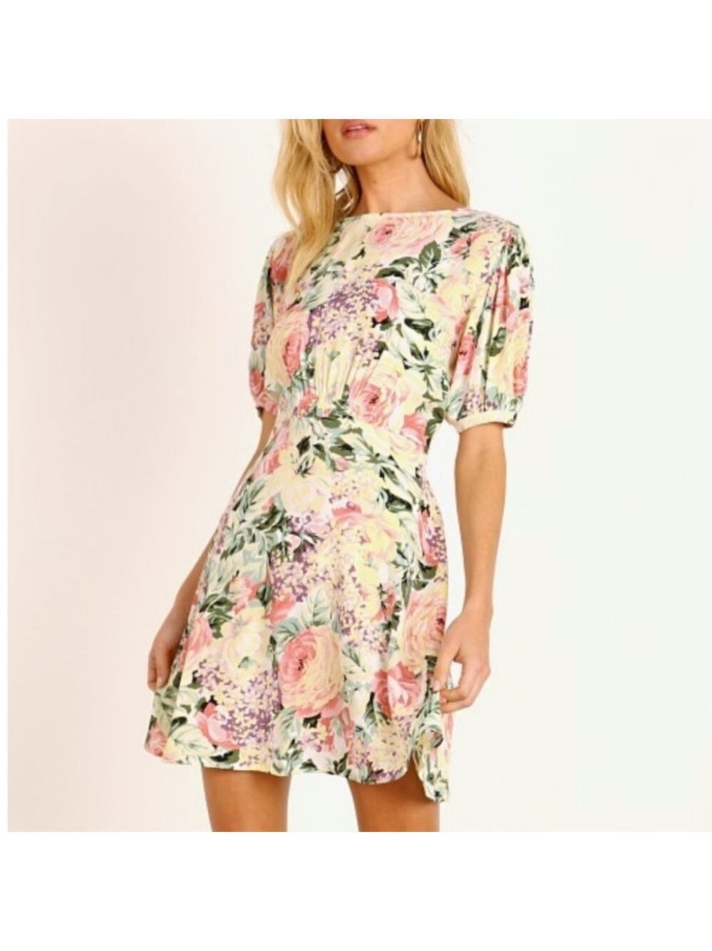 NWOT Faithfull The Brand Sidonie Mini Dress Venissa Floral Butter Yellow